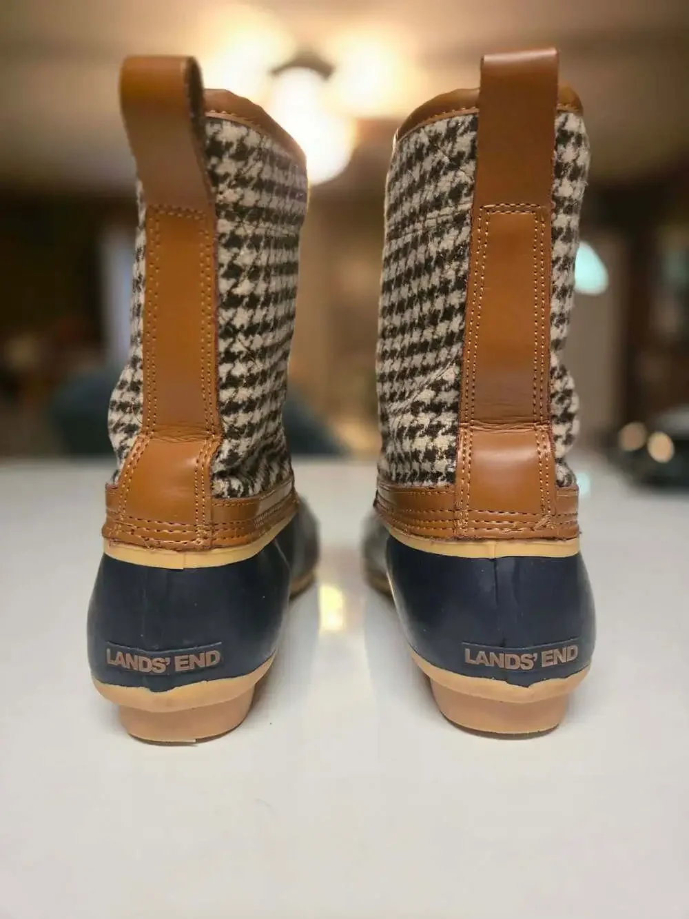 Lands' End Women's Waterproof Houndstooth Duck Boots